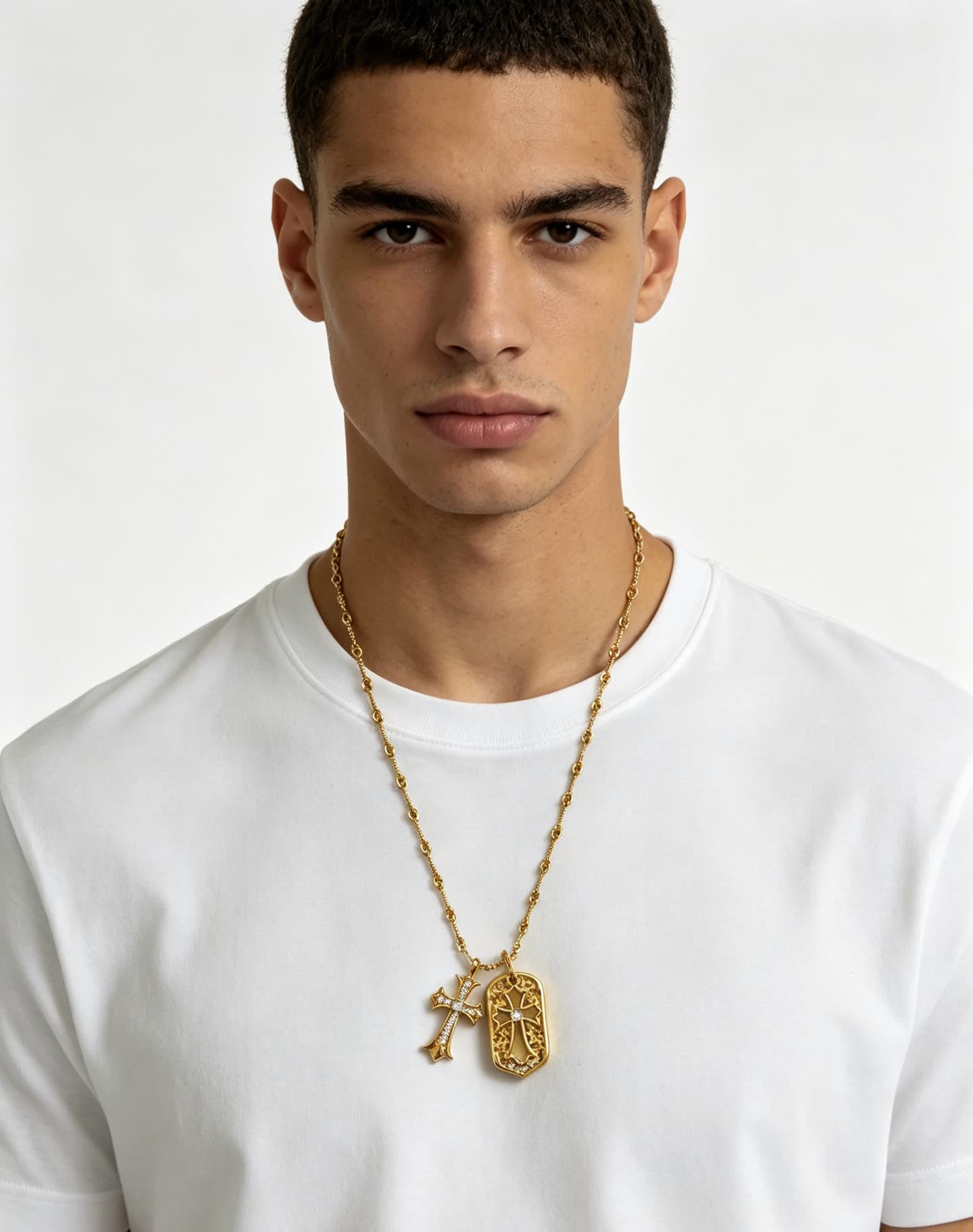 Chrome Hearts Gold Cross Pendant Necklace